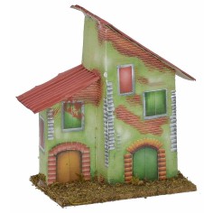 Casita verde para belén de 10x7x12,5 cm h Mondo Presepi