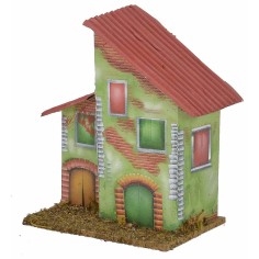 Casetta verde per presepe cm 10x7x12,5 h 2