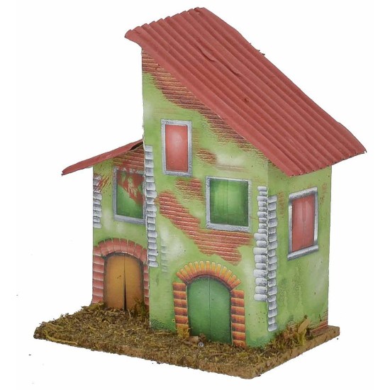 Casita verde para belén de 10x7x12,5 cm h Mondo Presepi