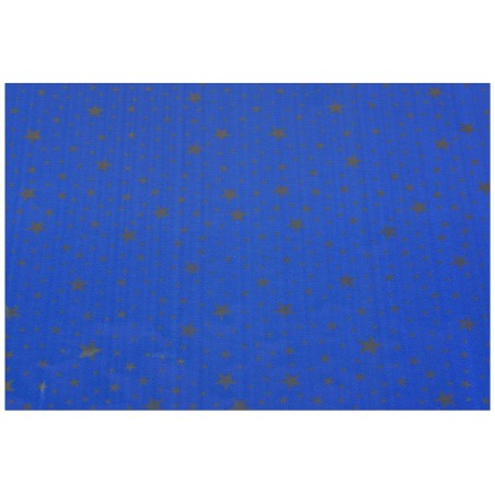 Papel celeste para pesebre metalizado con estrellas doradas 100x70 cm