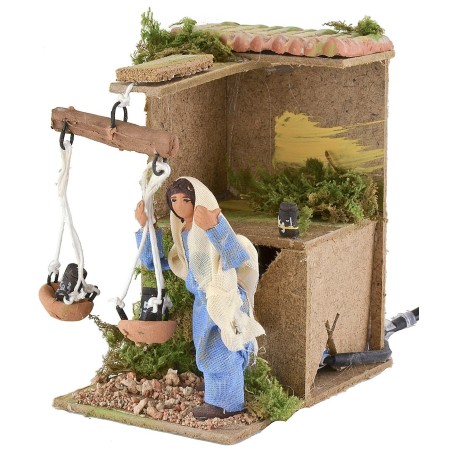 Woman with scale in movement 10 cm