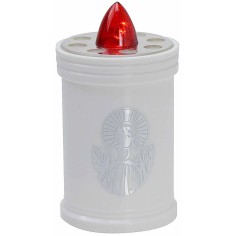 Lumino bianco a batteria con fiamma rossa fissa h 12 cm 2