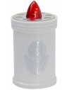 White battery-operated tea light with fixed red flame h 12 cm