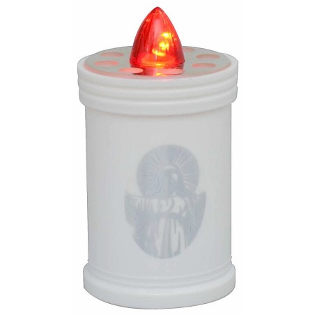 Lumino bianco a batteria con fiamma rossa fissa h 12 cm