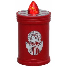Lumino rosso a batteria con fiamma rossa fissa h 12 cm