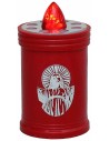 Battery-operated red candle with fixed red flame h 12 cm
