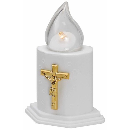 Lumino bianco con luce tremolante a batterie h 11 cm Mondo