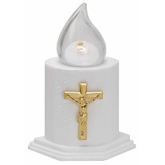 Lumino bianco con luce tremolante a batterie h 11 cm 2