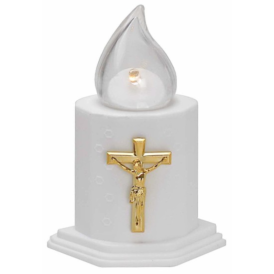 Vela blanca con luz parpadeante a pilas h 11 cm Mundo