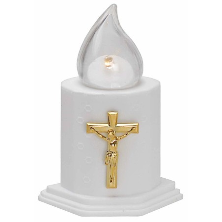 Vela blanca con luz parpadeante a pilas h 11 cm Mundo