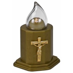 Gold tea light with flickering battery-operated light h 11 cm 2