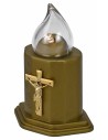 Gold tea light with flickering battery-operated light h 11 cm
