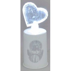 Lumino bianco a batterie con cuore illuminato h 13 cm