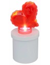 White battery-operated tea light with illuminated red heart, h