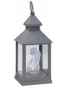 Linterna gris con ángel iluminado de 10x10x23 cm h