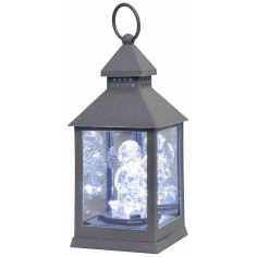 Lanterna grigia con angelo illuminato cm 10x10x23 h
