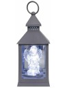 Linterna gris con ángel iluminado de 10x10x23 cm h
