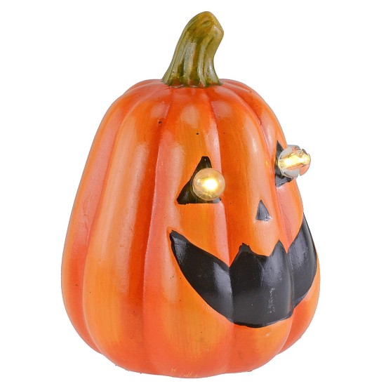 Calabaza con ojos iluminados a pilas para Halloween de 15x20 cm