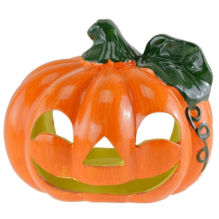 Zucca portacandele con foglia per Halloween cm 18x15 h