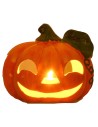 Calabaza portavelas con hoja para Halloween cm 18x15 h