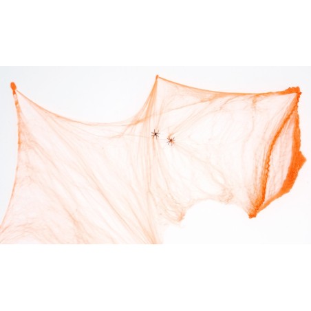 Telaraña naranja con arañas para Halloween 40 gr. Mondo Presepi