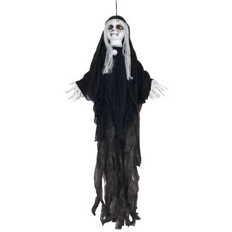 Black ghost hanger with Halloween lights and sounds h 100 cm