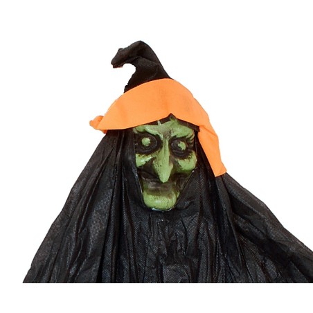 Bruja con rostro verde y estaca para Halloween h 107 cm