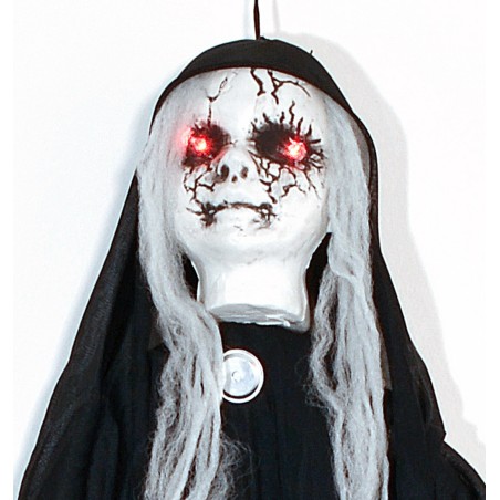 Black ghost hanger with lights and sound Halloween h 100 cm