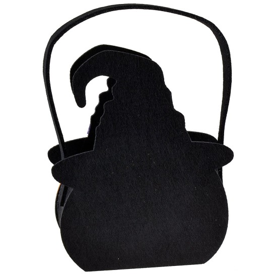 Cestino zucca strega per Halloween cm 14x7x18 h Mondo Presepi