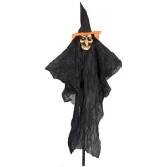 Strega volto chiaro con picchetto per Halloween h 107 cm