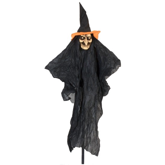 Light face witch with picket for Halloween h 107 cm