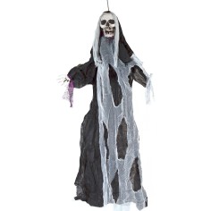 Appendino mostro fantasma nero con luci e suoni Halloween h 160