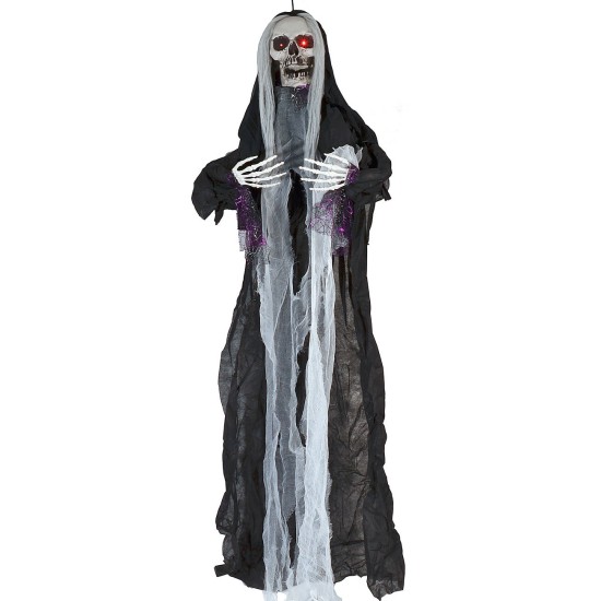 Adorno colgante de monstruo fantasma negro con luces y sonido Halloween h 160.