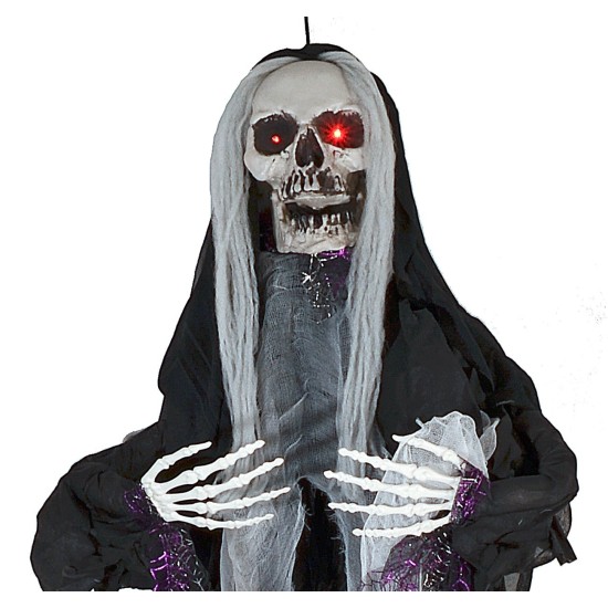 Adorno colgante de monstruo fantasma negro con luces y sonido Halloween h 160.