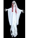 White ghost hanger with Halloween lights and sounds h 100 cm