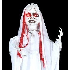 Fantasma colgante blanco con luces y sonidos Halloween h 100 cm 2