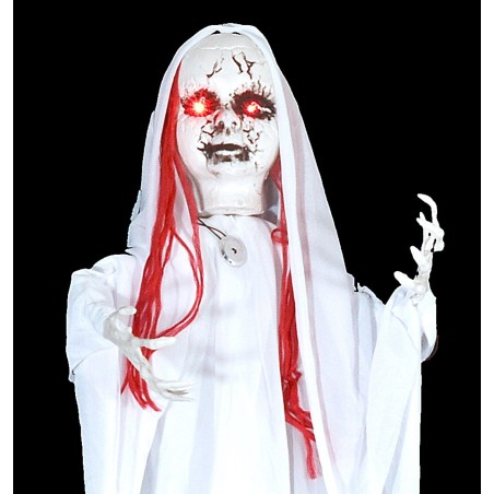 White ghost hanger with Halloween lights and sounds h 100 cm