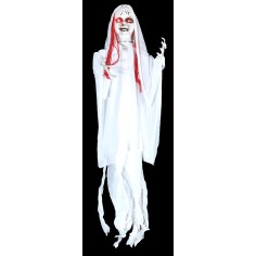 Fantasma colgante blanco con luces y sonidos Halloween h 100 cm