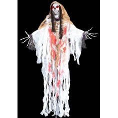 Appendino mostro fantasma bianco con luci e suono Halloween h