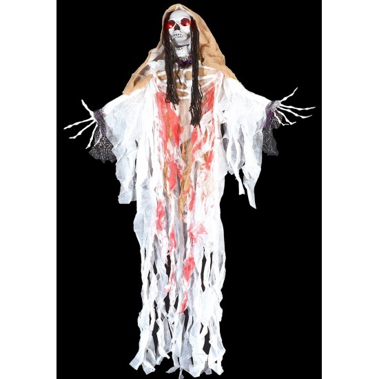 Colgante monstruo fantasma blanco con luces y sonido Halloween
