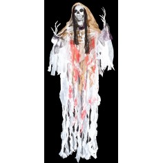 Colgante monstruo fantasma blanco con luces y sonido Halloween h 2