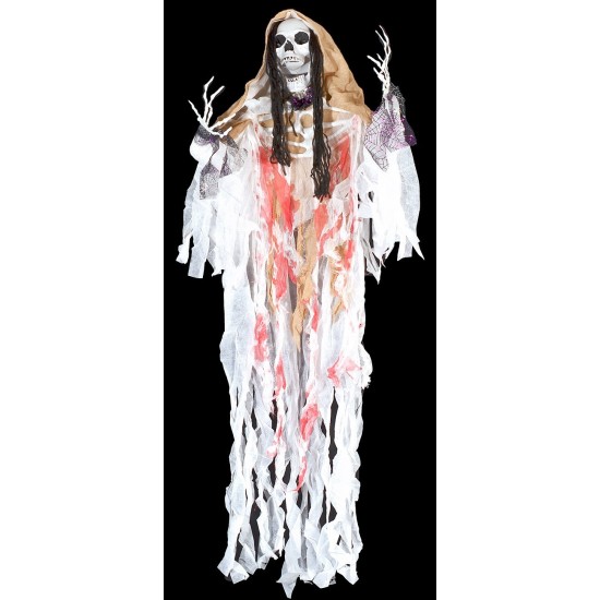 Colgante monstruo fantasma blanco con luces y sonido Halloween