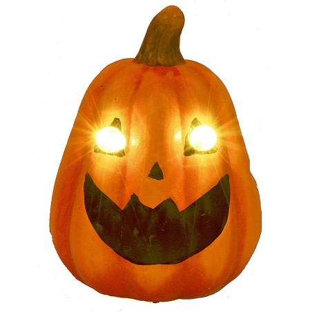 Calabaza con ojos iluminados a pilas para Halloween de 15x20 cm
