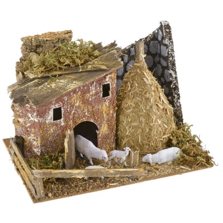 Ovile con pecore cm 20x14x13 h Mondo Presepi