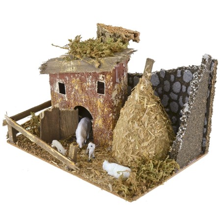 Ovile con pecore cm 20x14x13 h Mondo Presepi