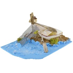 Ambientazione mare con barca cm 20x14x9 h Mondo Presepi