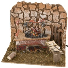Fuoco funzionante con spiedo cm 20x14x17 h 2
