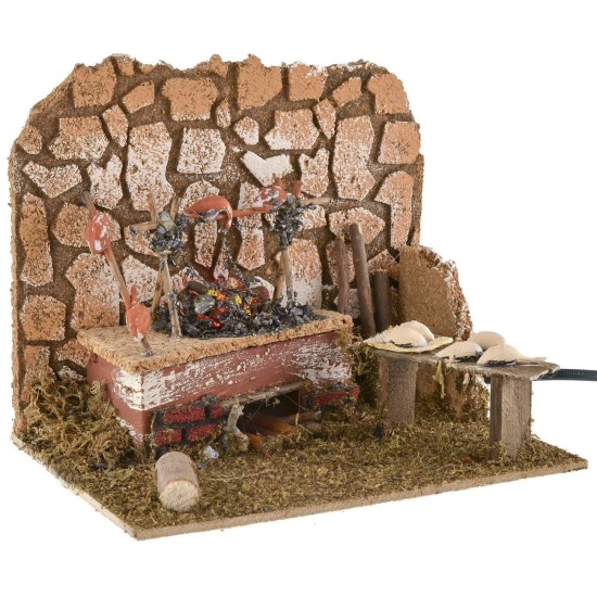 Working fire with flame effect lamp 20x14x17 cm h