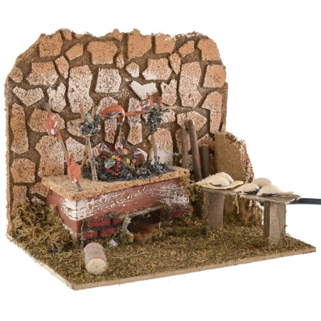 Fuoco funzionante con spiedo cm 20x14x17 h
