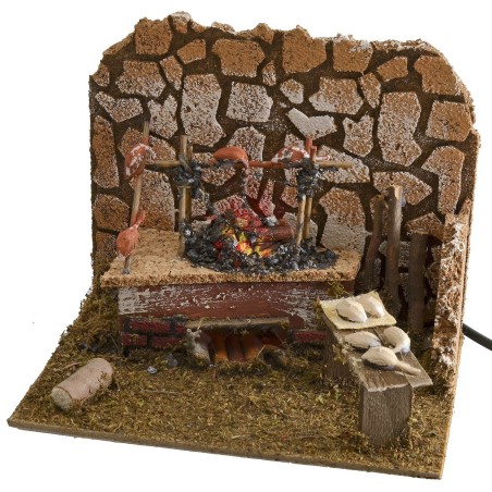 Fuoco funzionante con spiedo cm 20x14x17 h